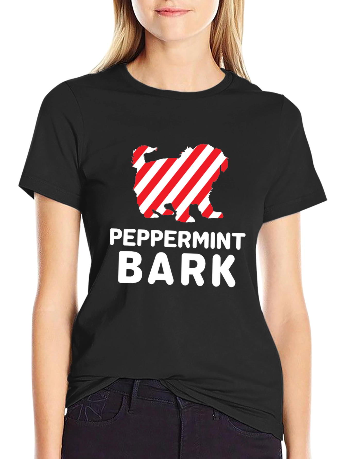 Peppermint Bark Dog T-Shirt - Holiday Festive Design