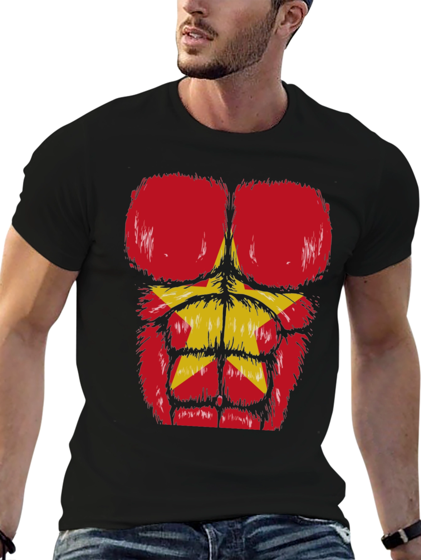 Funny Bodybuilder T-Shirt with Furry Muscle Design