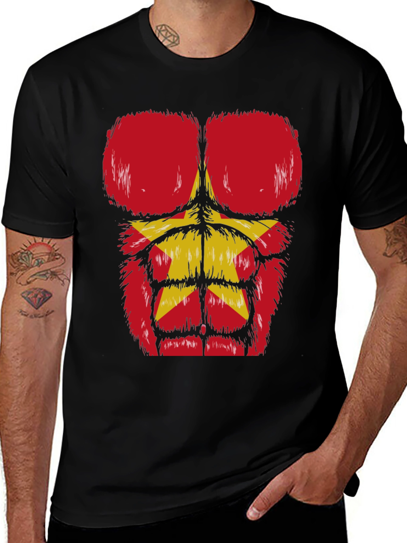 Funny Bodybuilder T-Shirt with Furry Muscle Design