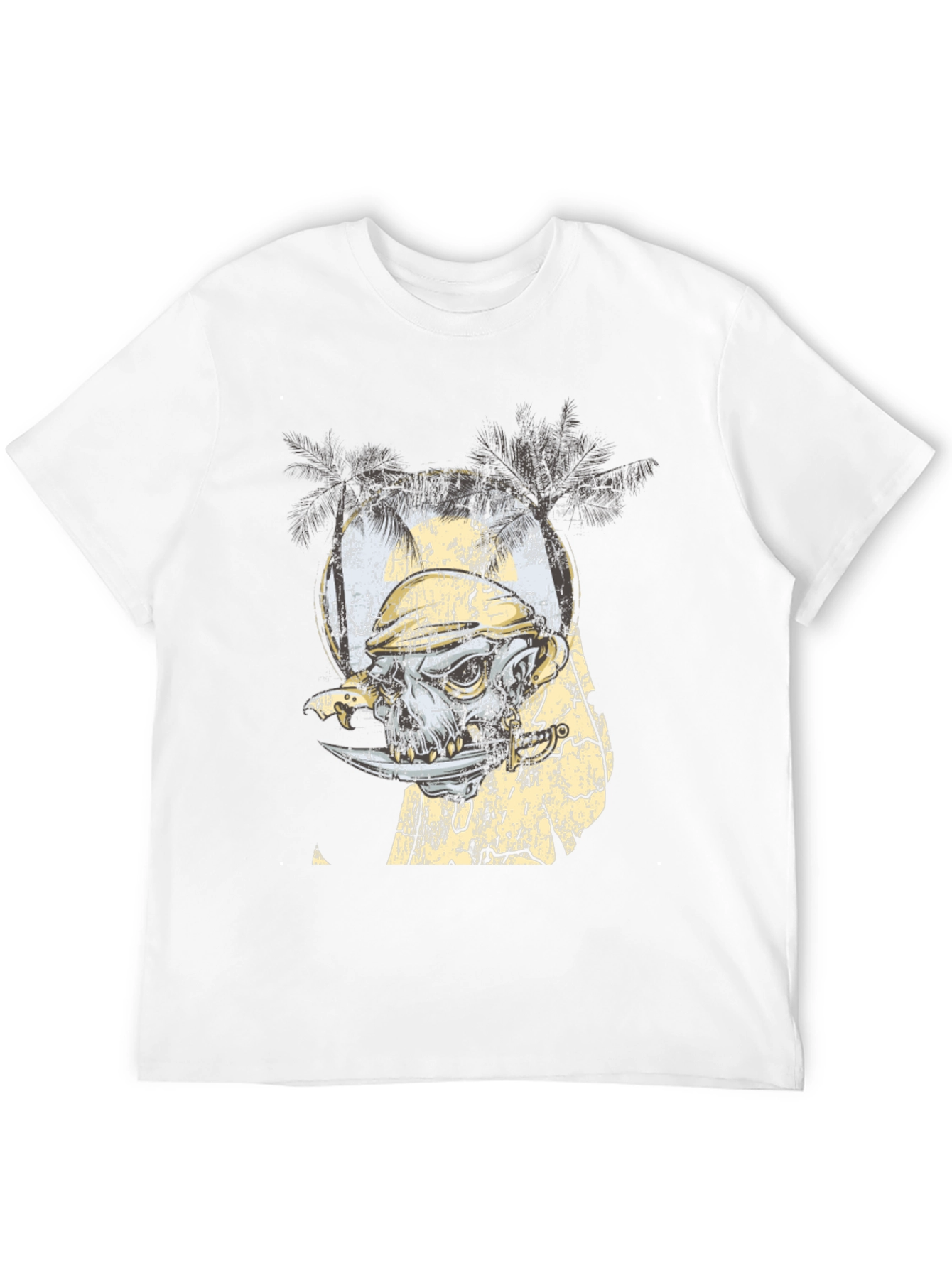 Grunge Skull & Palms Black Graphic Tee