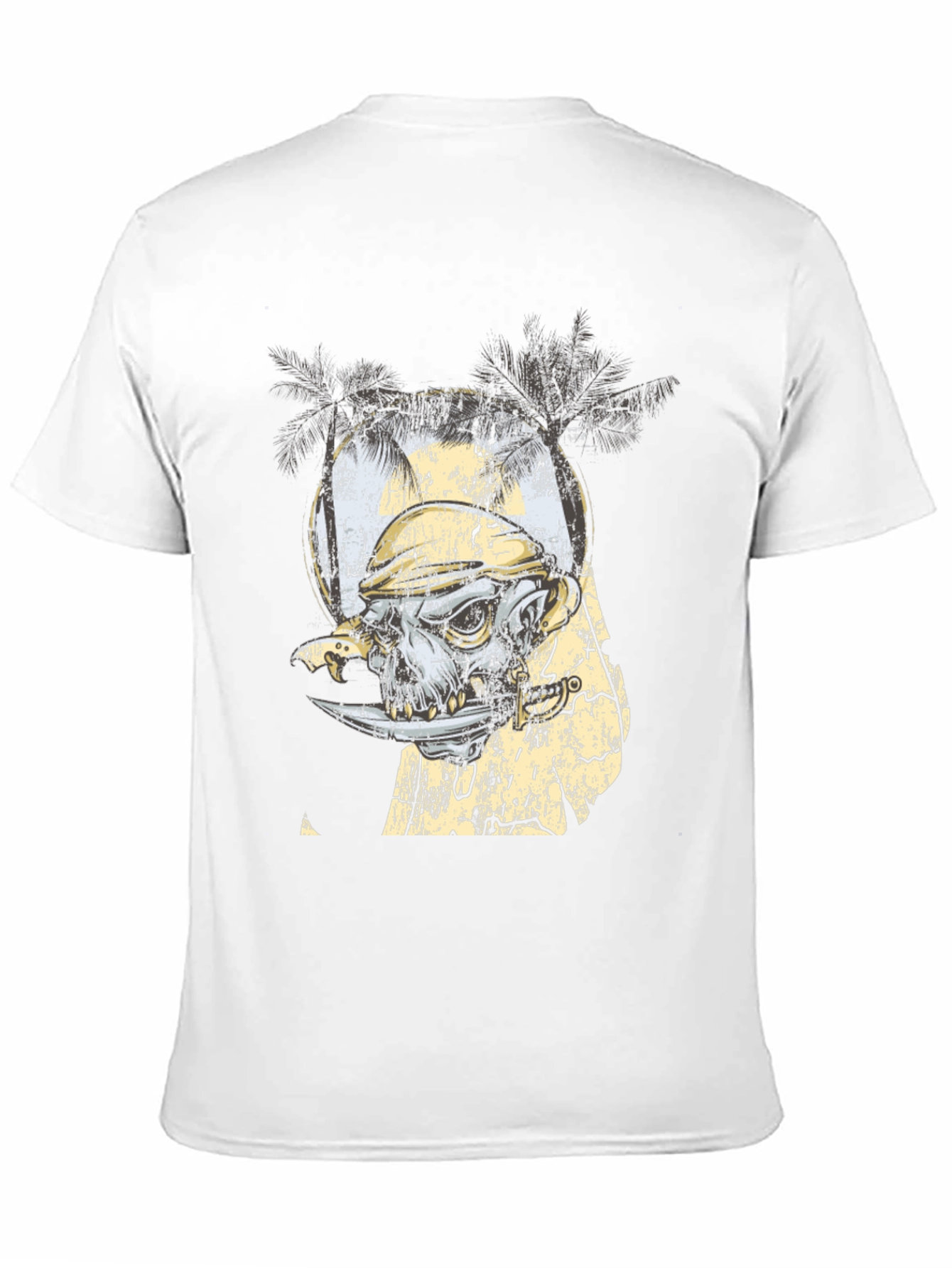 Grunge Skull & Palms Black Graphic Tee