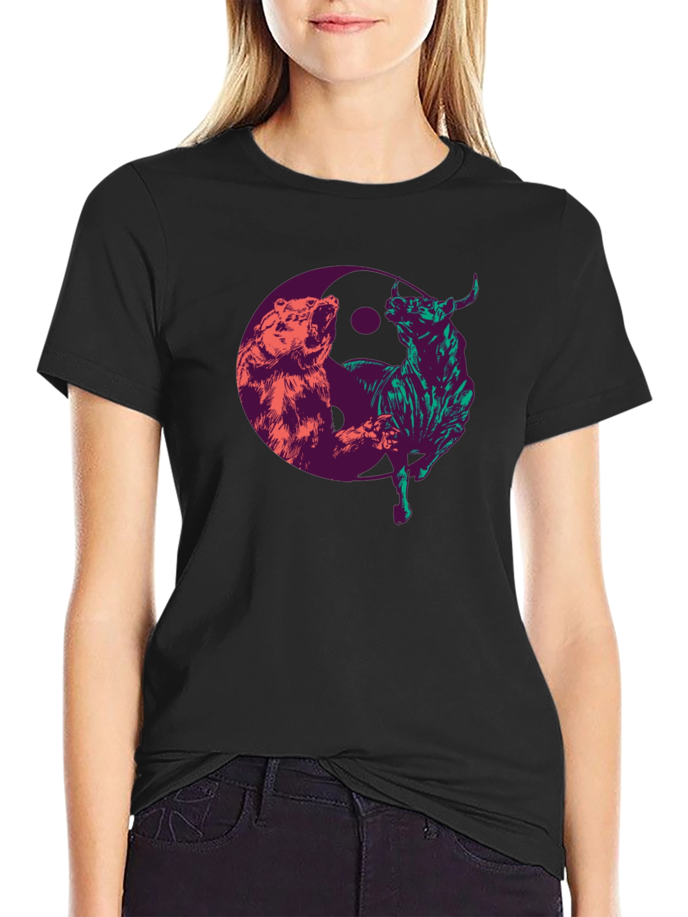 Yin Yang Bull & Bear Graphic Tee