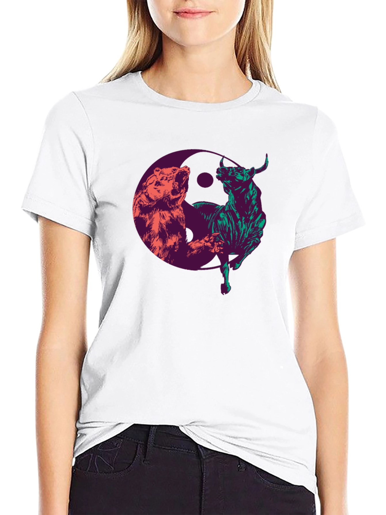 Yin Yang Bull & Bear Graphic Tee