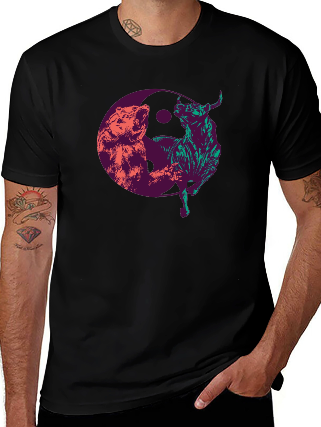 Yin Yang Bull & Bear Graphic Tee