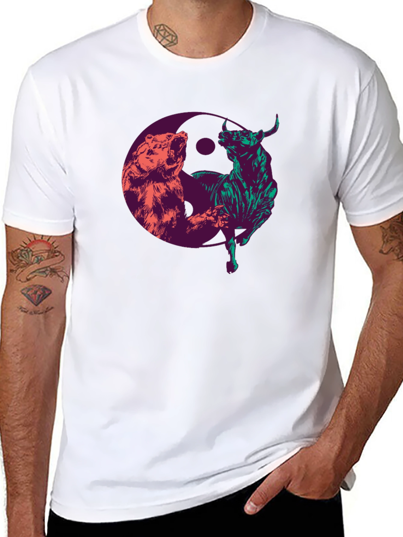 Yin Yang Bull & Bear Graphic Tee