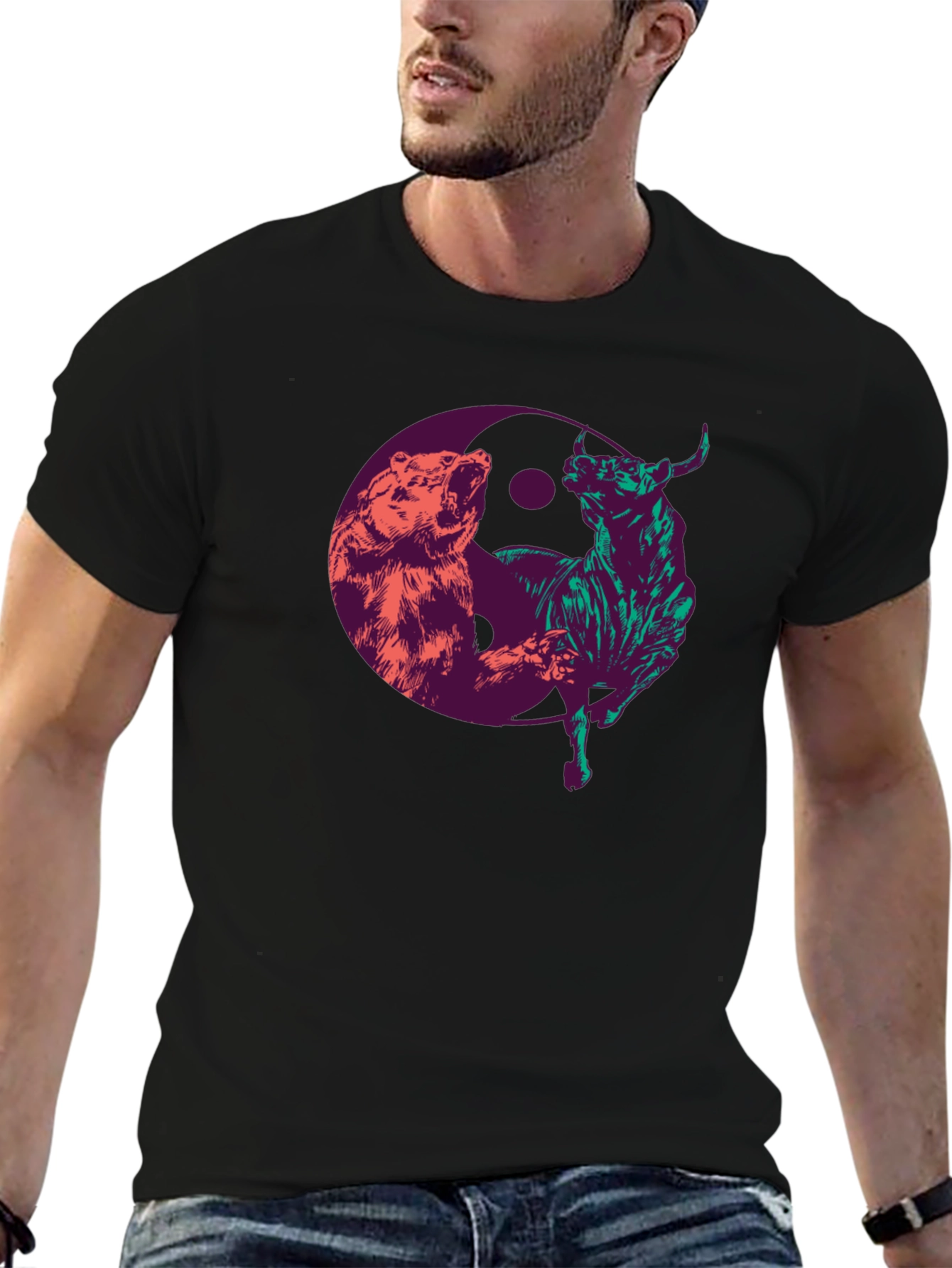 Yin Yang Bull & Bear Graphic Tee