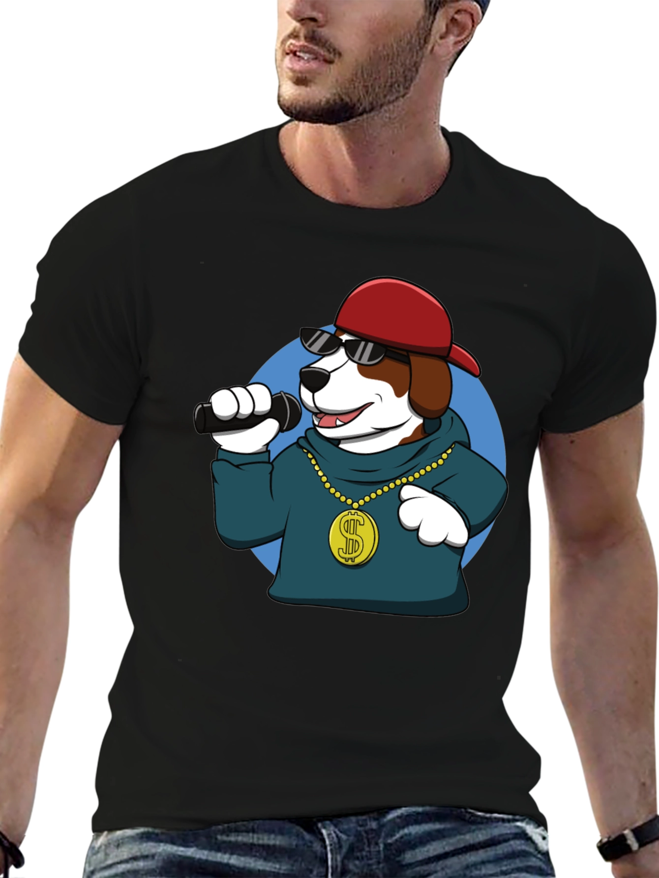 Dog Rapper Graphic Tee - Cool Cartoon Dog T-Shirt