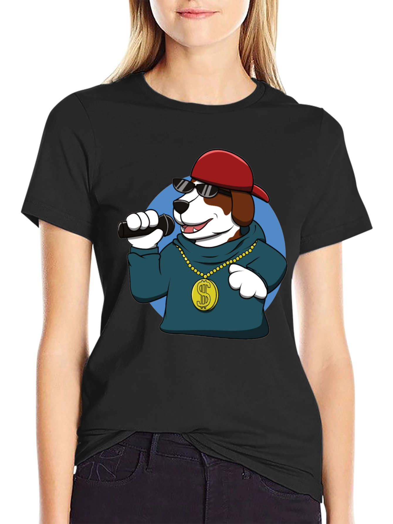 Dog Rapper Graphic Tee - Cool Cartoon Dog T-Shirt