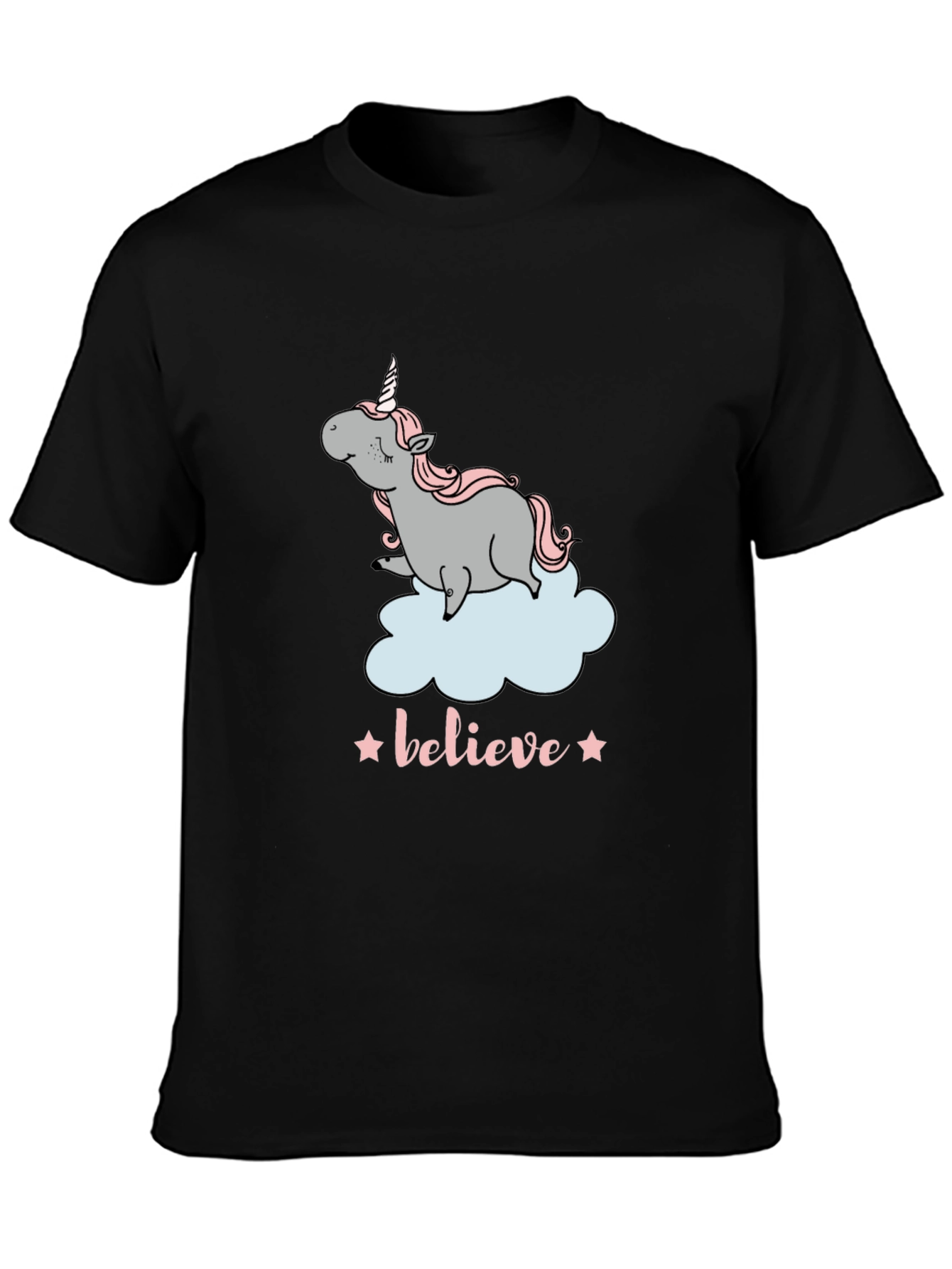 Unicorn Believe Graphic Tee - Black