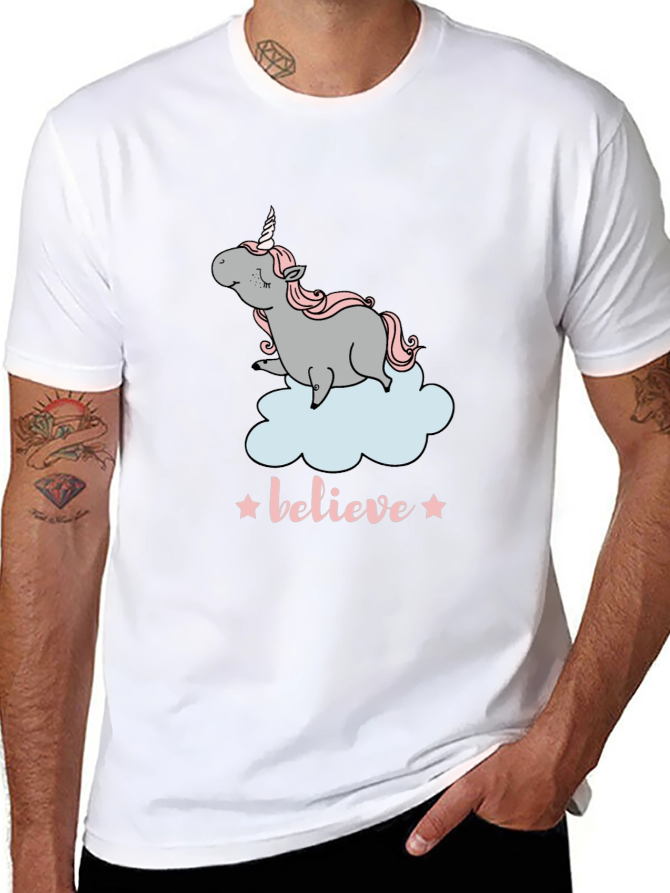 Unicorn Believe Graphic Tee - Black