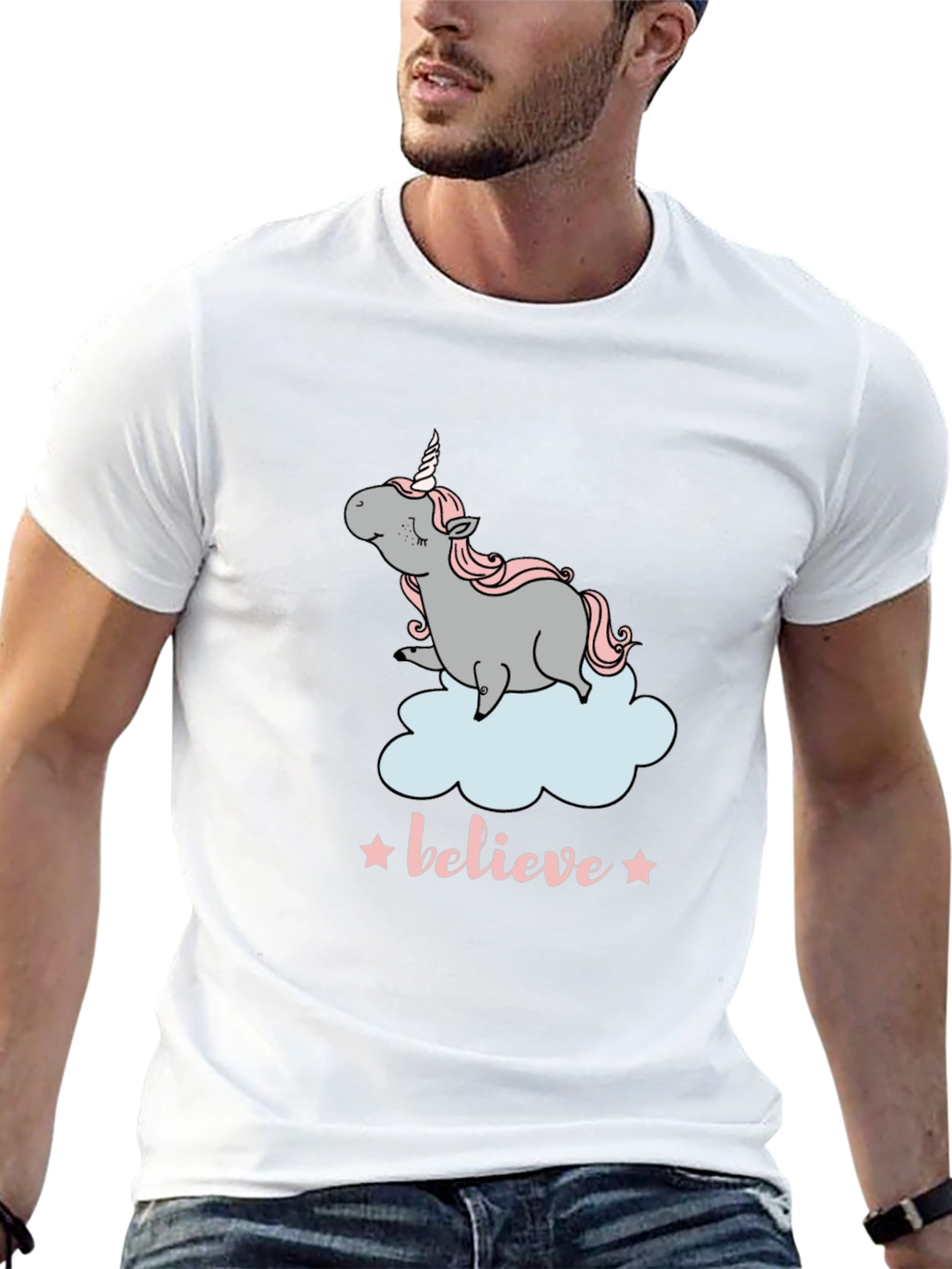 Unicorn Believe Graphic Tee - Black