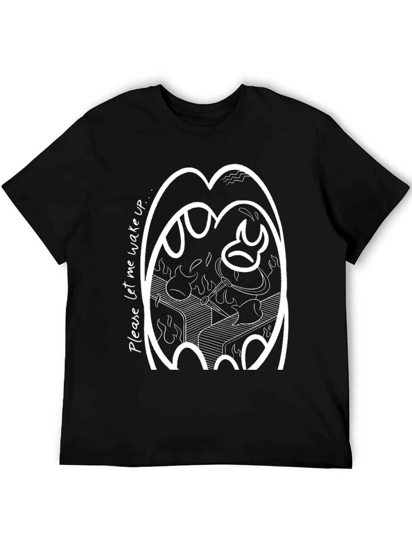 Graphic Print T-Shirt - Please Let Me Wake Up