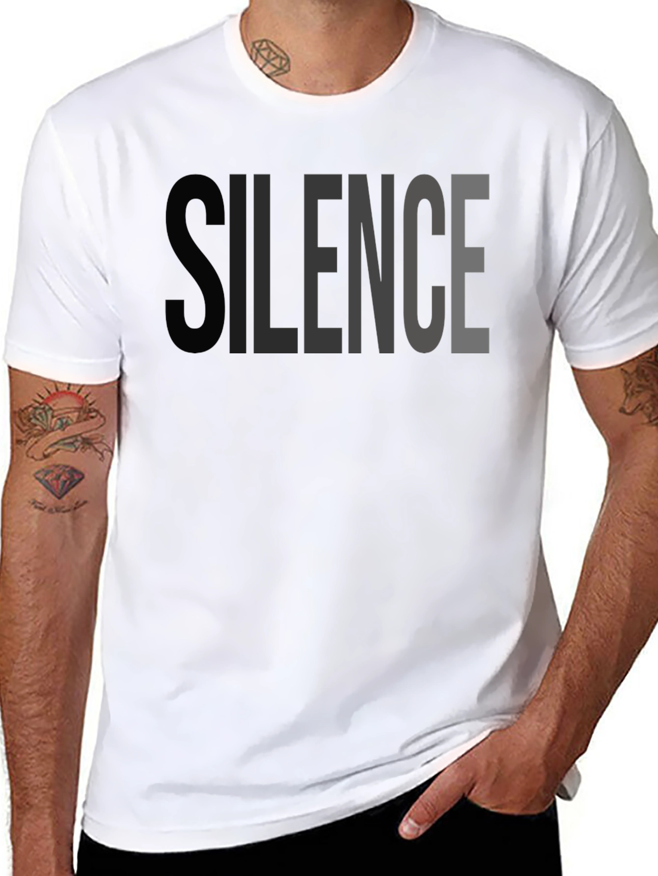 Silence Graphic Print Crew Neck T-Shirt