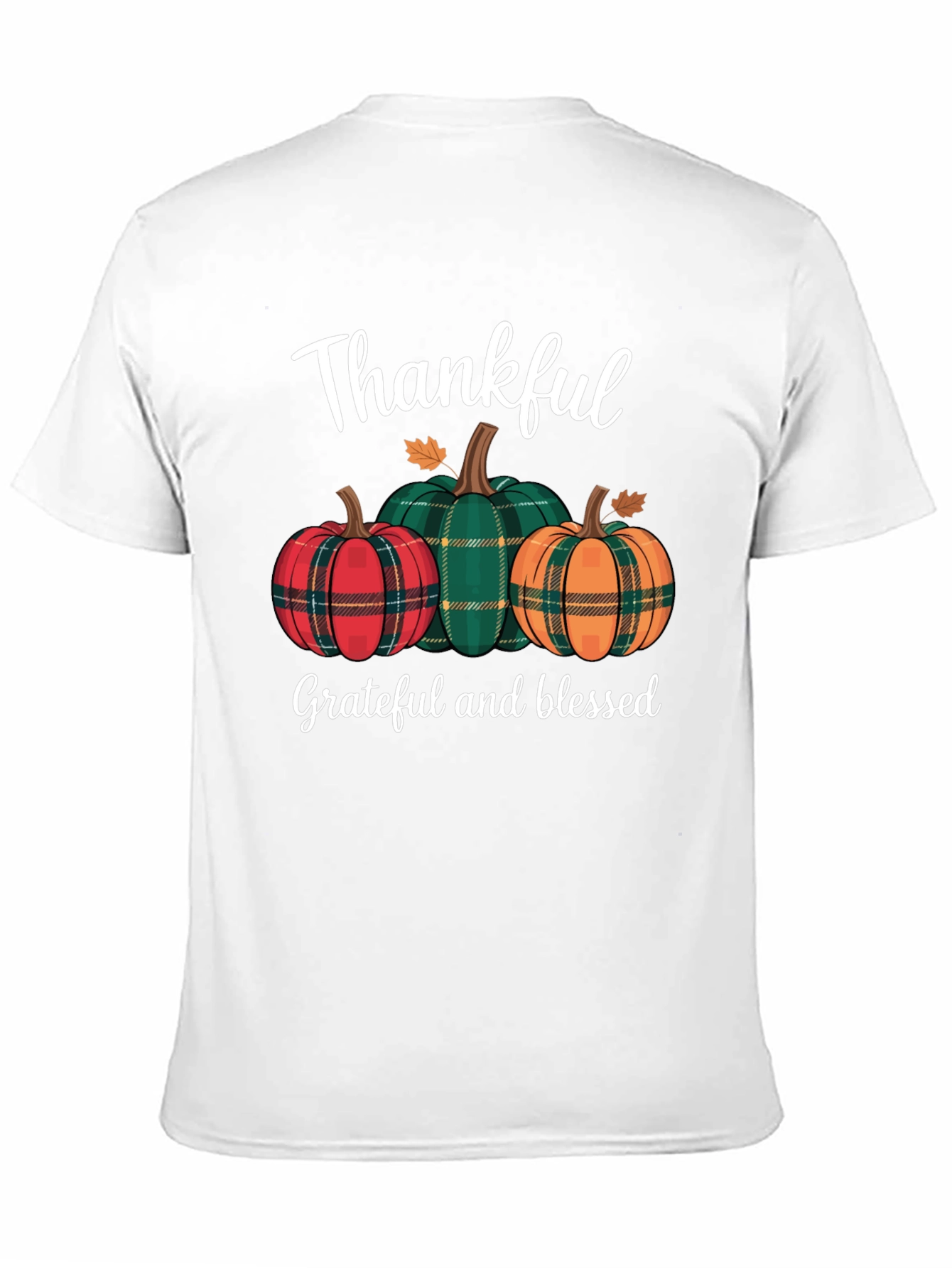 Thankful Pumpkin Plaid T-Shirt - Fall Thanksgiving Tee