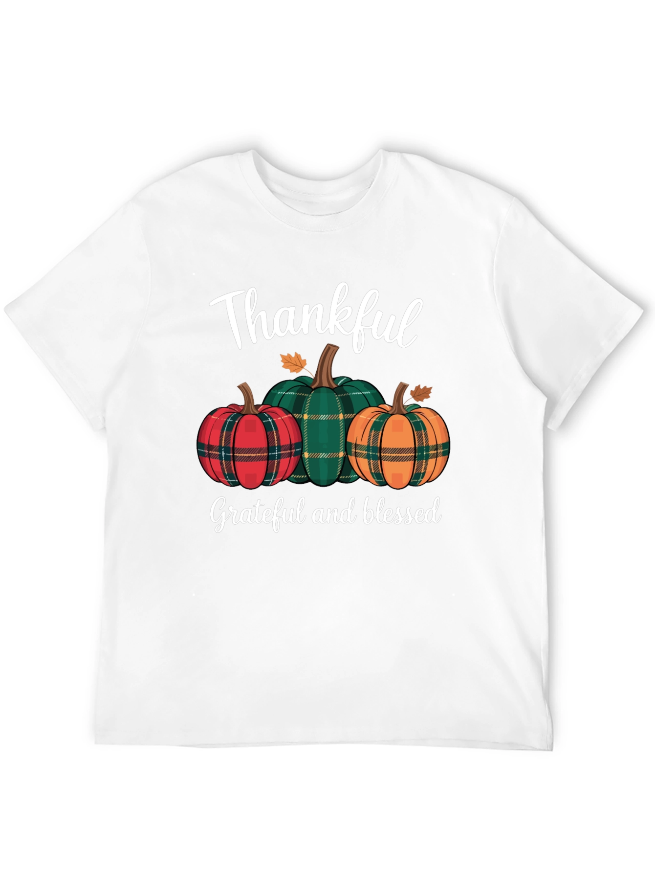 Thankful Pumpkin Plaid T-Shirt - Fall Thanksgiving Tee