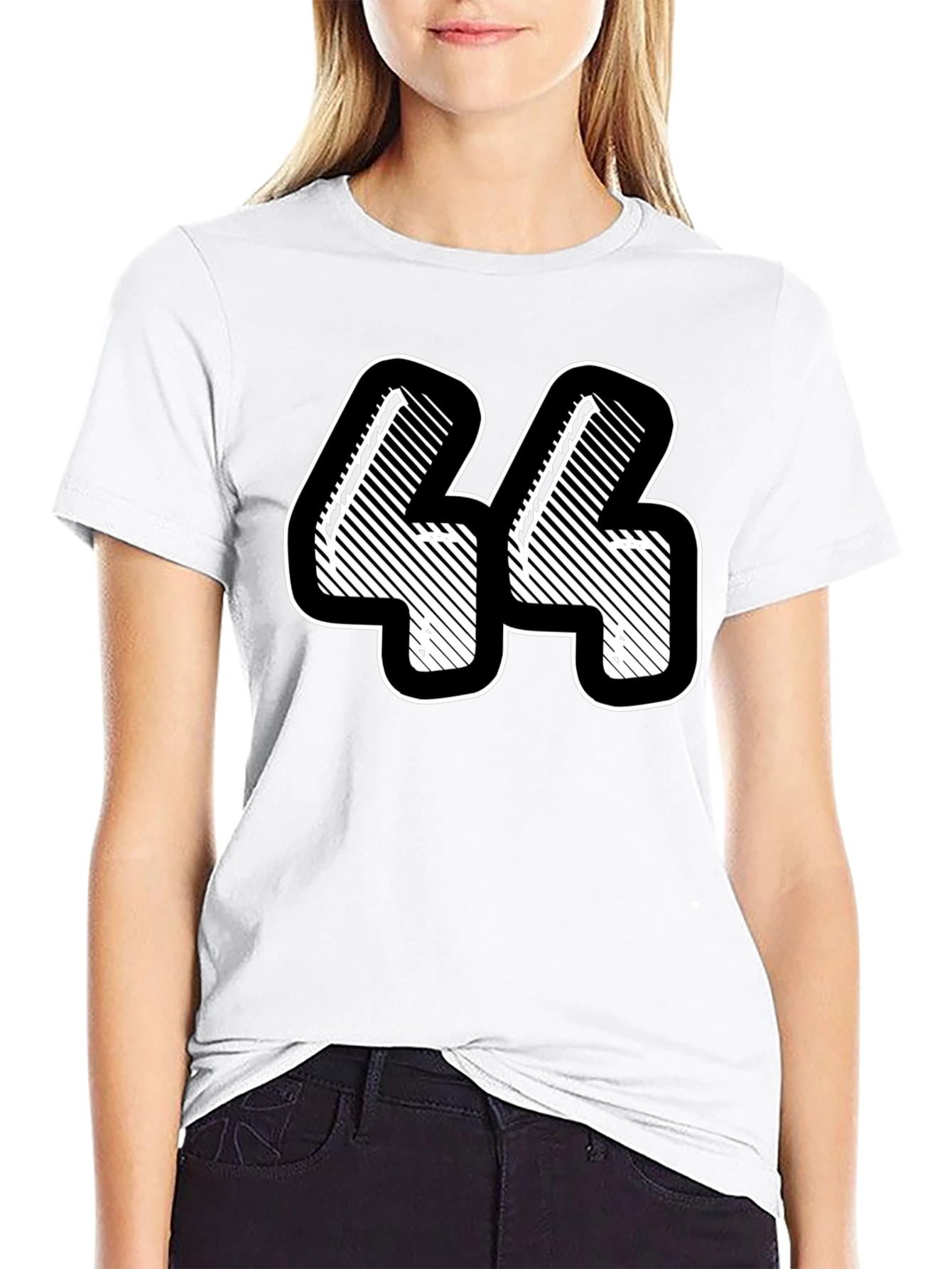 Number 44 Graphic Tee - Black Cotton Blend