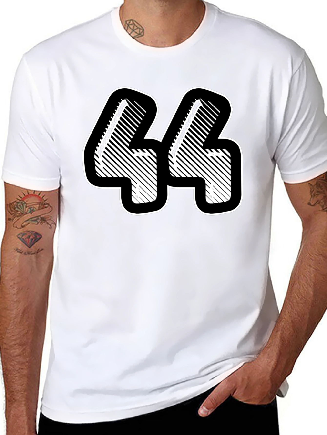 Number 44 Graphic Tee - Black Cotton Blend