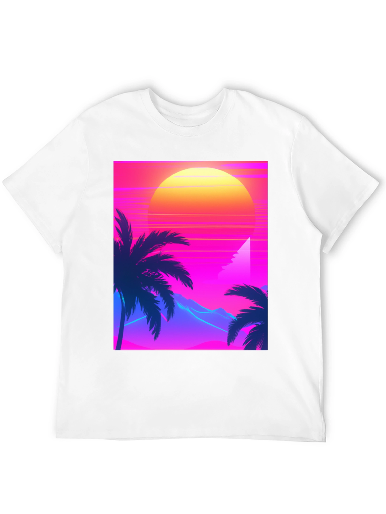 Retro Sunset T-Shirt - 80s Style Palm Tree Tee
