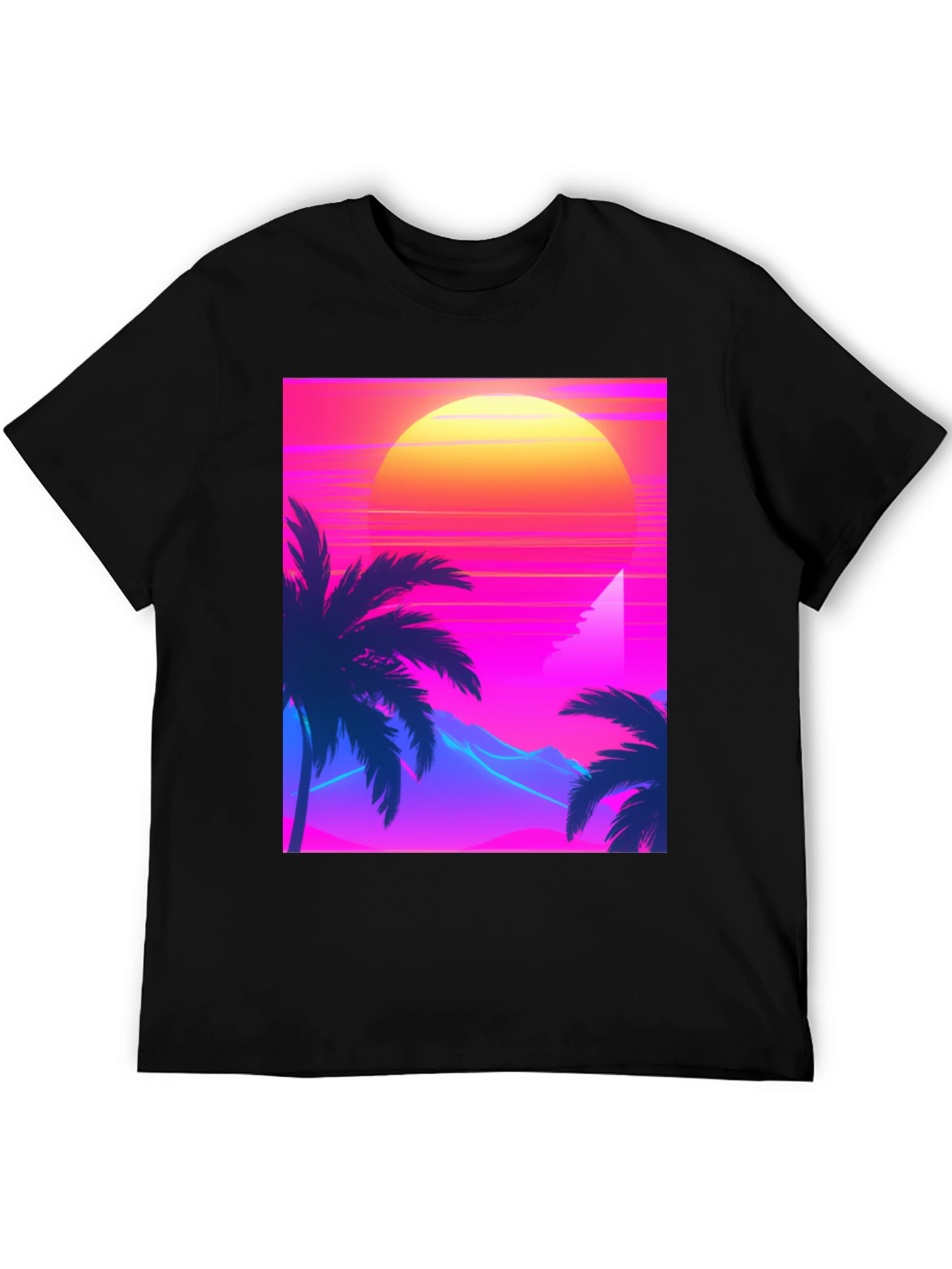 Retro Sunset T-Shirt - 80s Style Palm Tree Tee