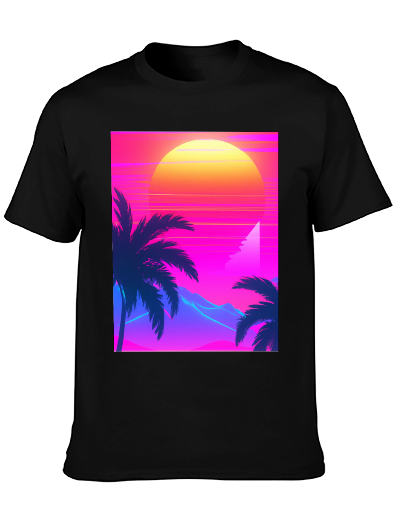 Retro Sunset T-Shirt - 80s Style Palm Tree Tee