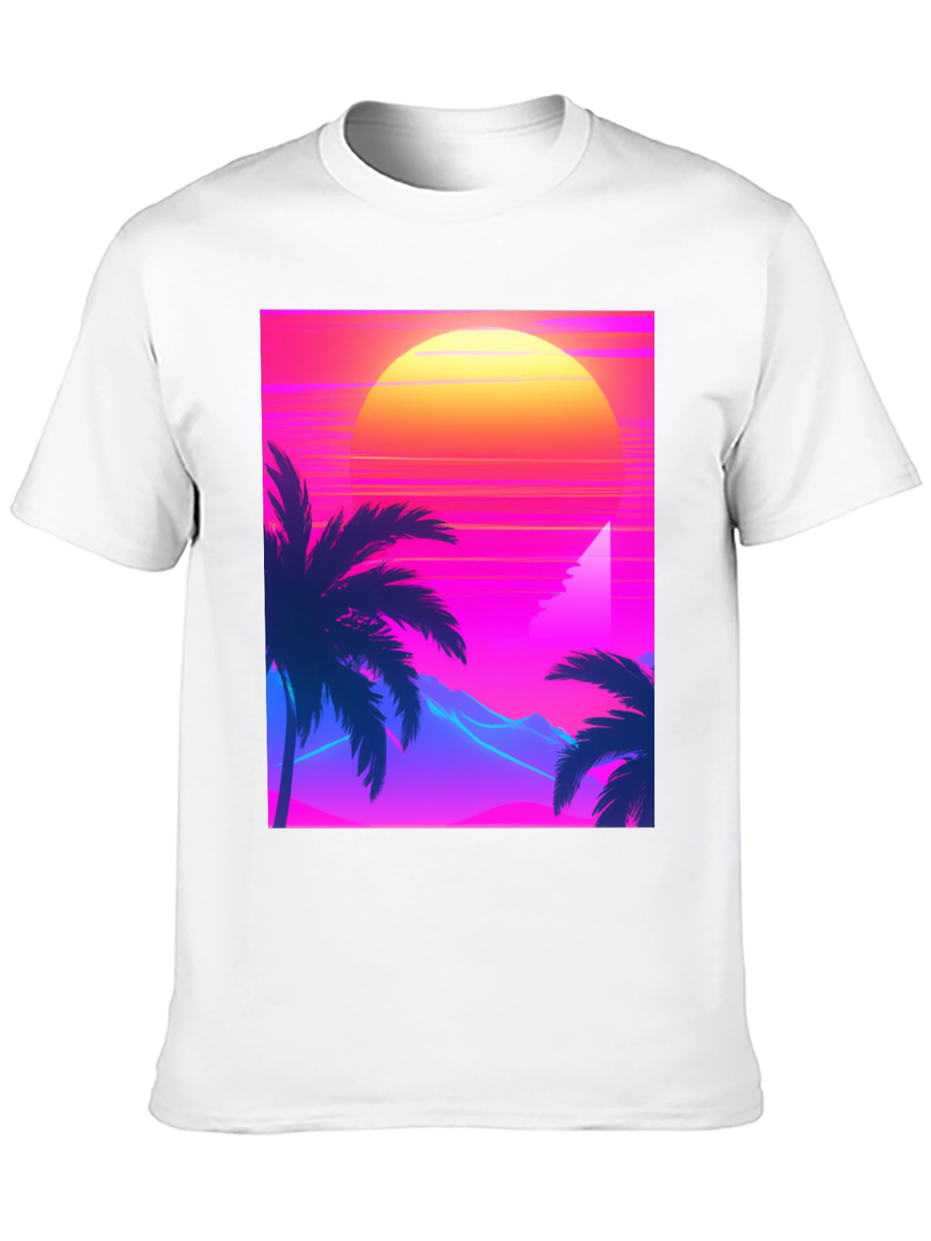 Retro Sunset T-Shirt - 80s Style Palm Tree Tee