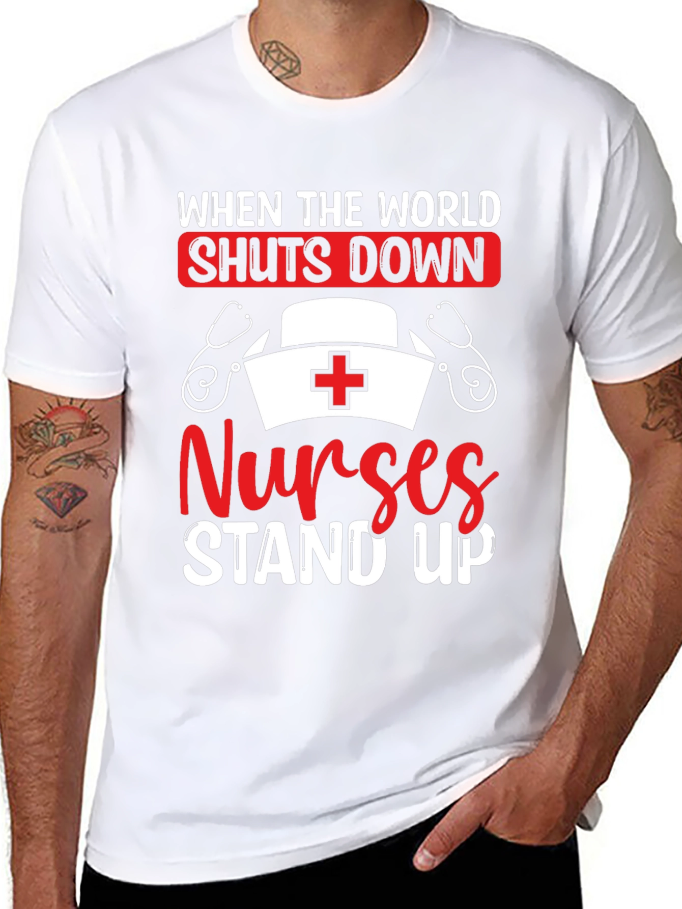 Nurses Stand Up Graphic Tee - Black