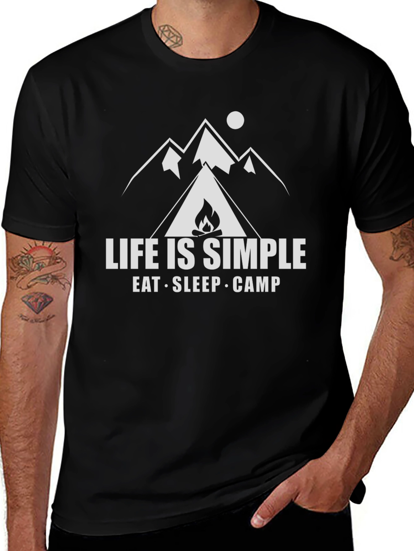 Life is Simple Camping Graphic Tee - Black