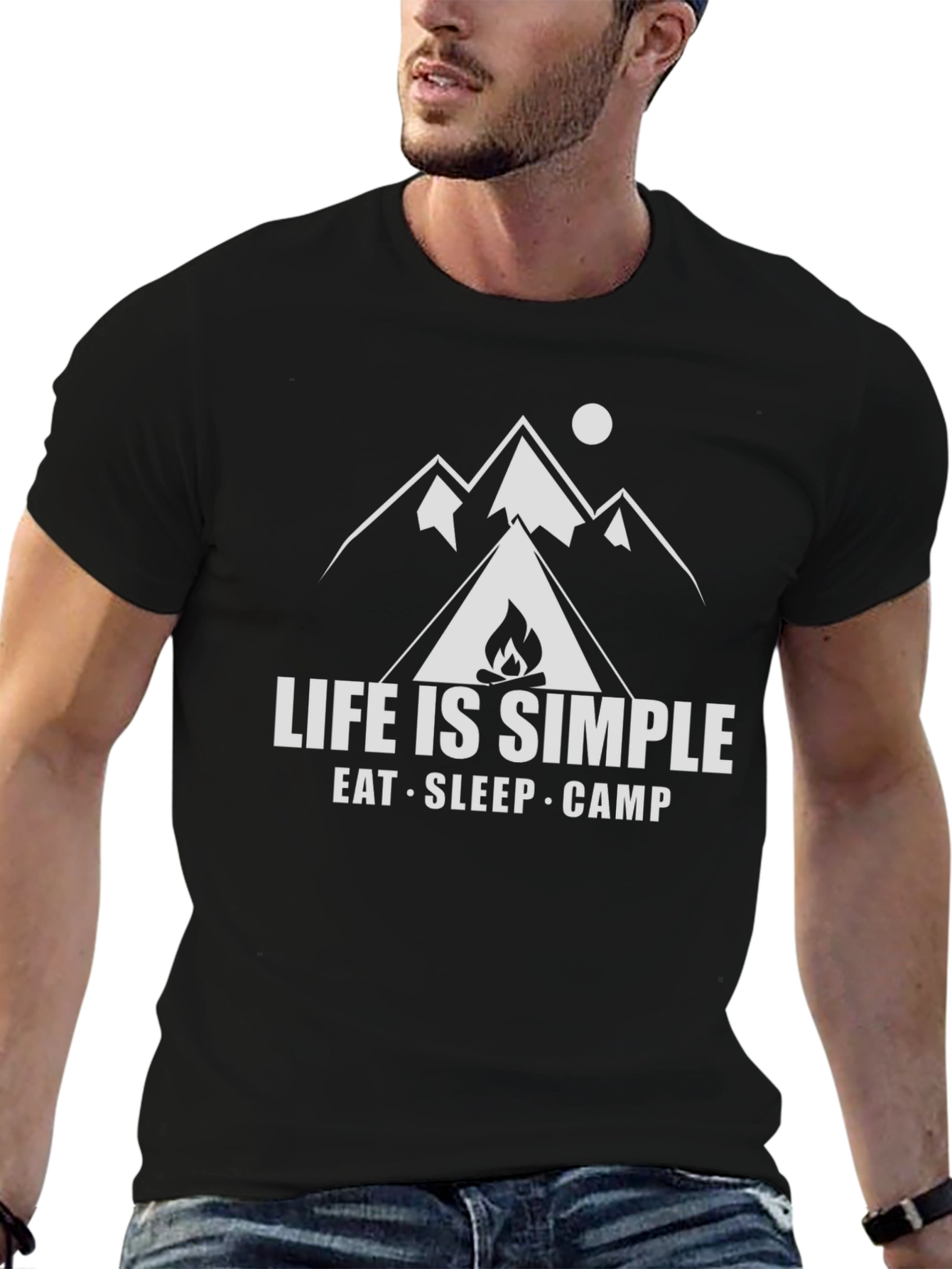 Life is Simple Camping Graphic Tee - Black