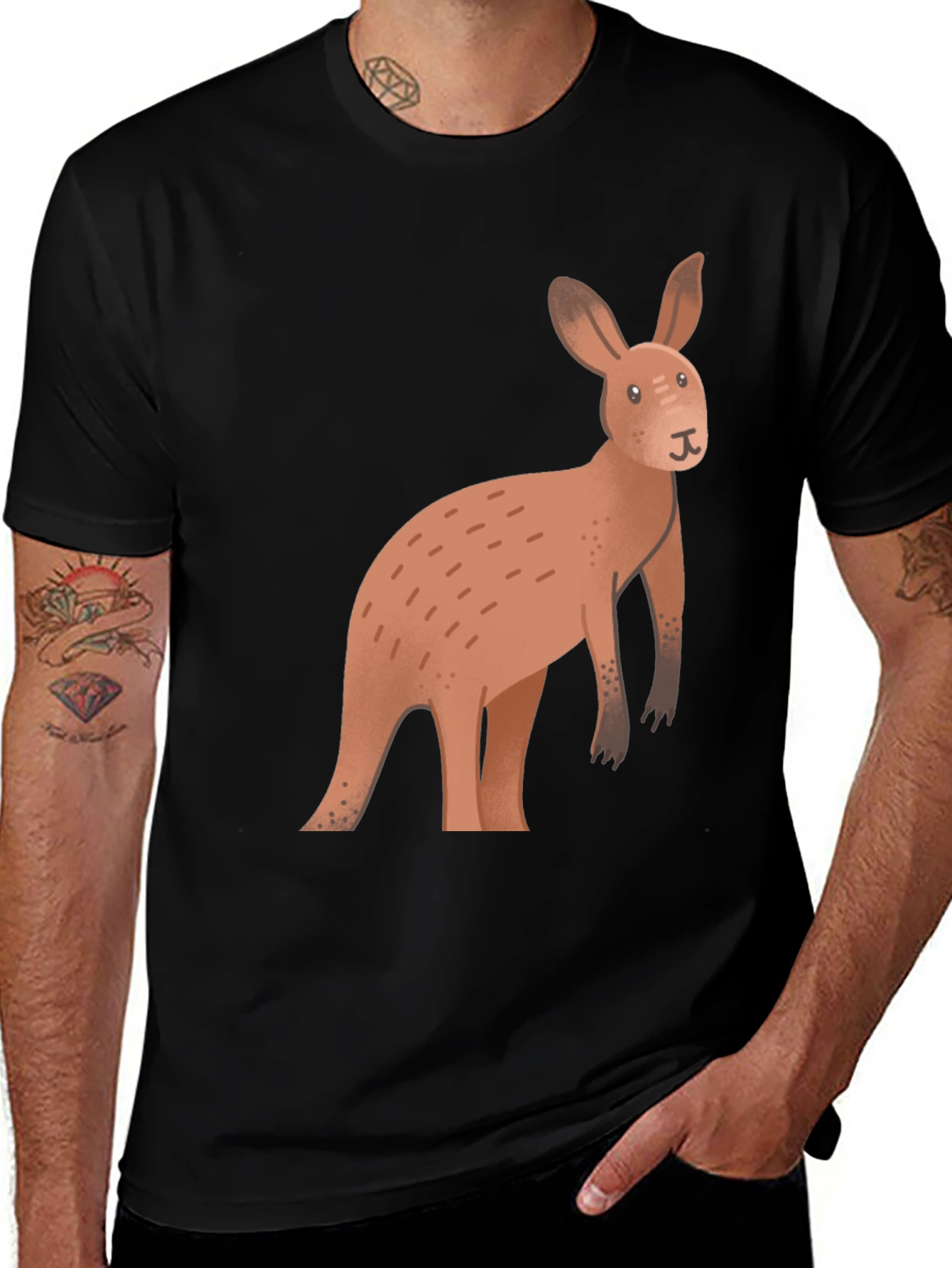 Kangaroo Graphic Tee - Stylish & Unique Black T-Shirt