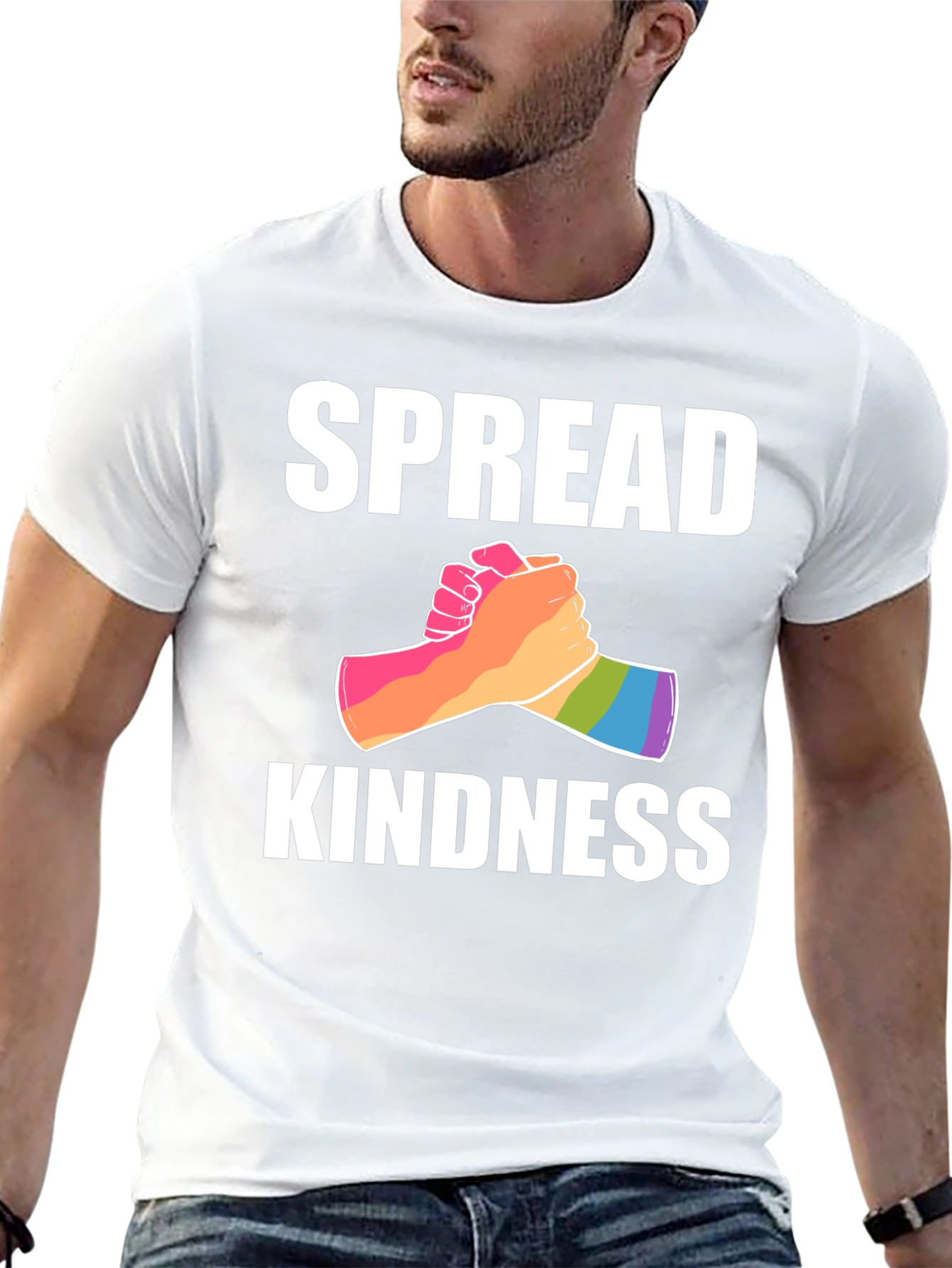 Spread Kindness Rainbow Hands Graphic Tee