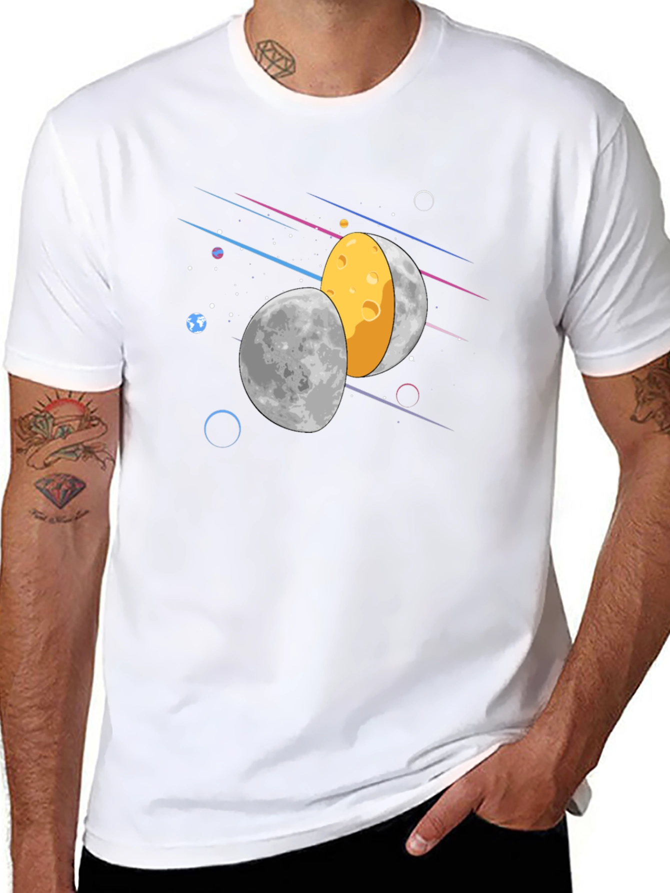 Space Moon Cheese Graphic Tee - Unique Design!