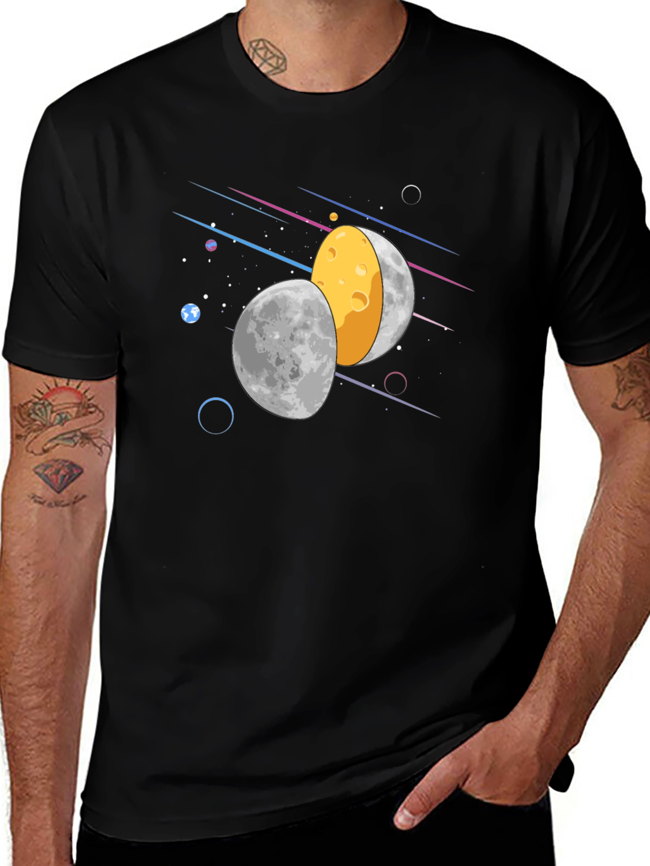 Space Moon Cheese Graphic Tee - Unique Design!