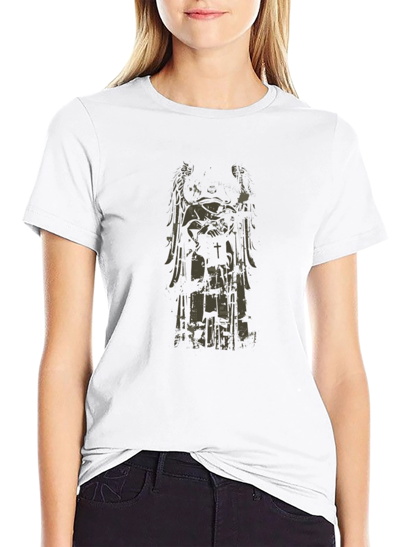 Angel Statue Graphic Black T-Shirt