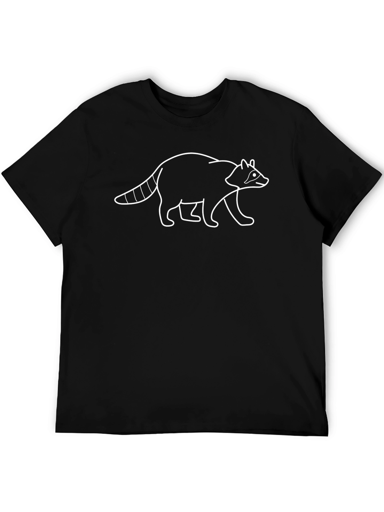 Raccoon Outline Graphic Tee - Black Cotton T-Shirt