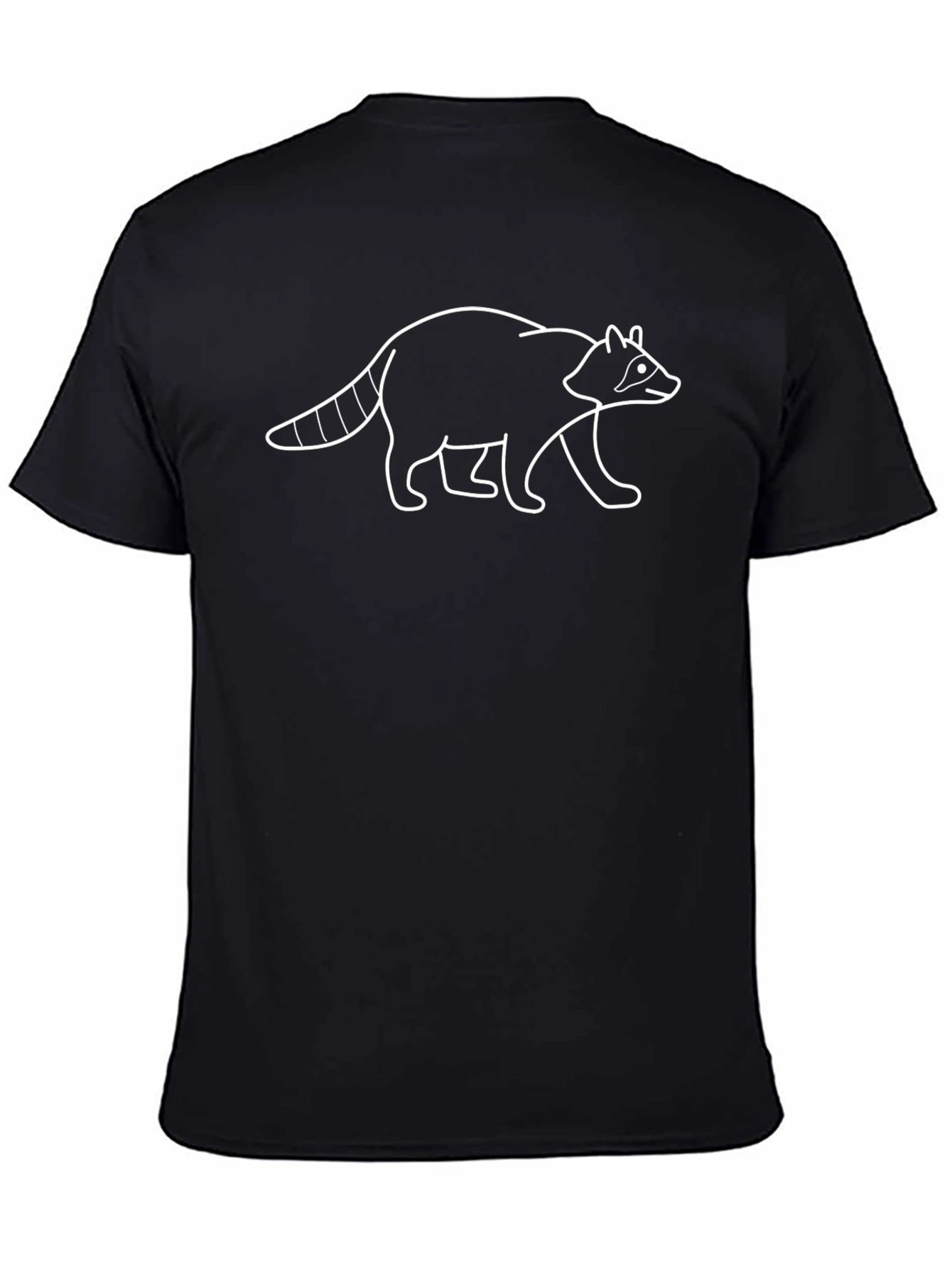 Raccoon Outline Graphic Tee - Black Cotton T-Shirt