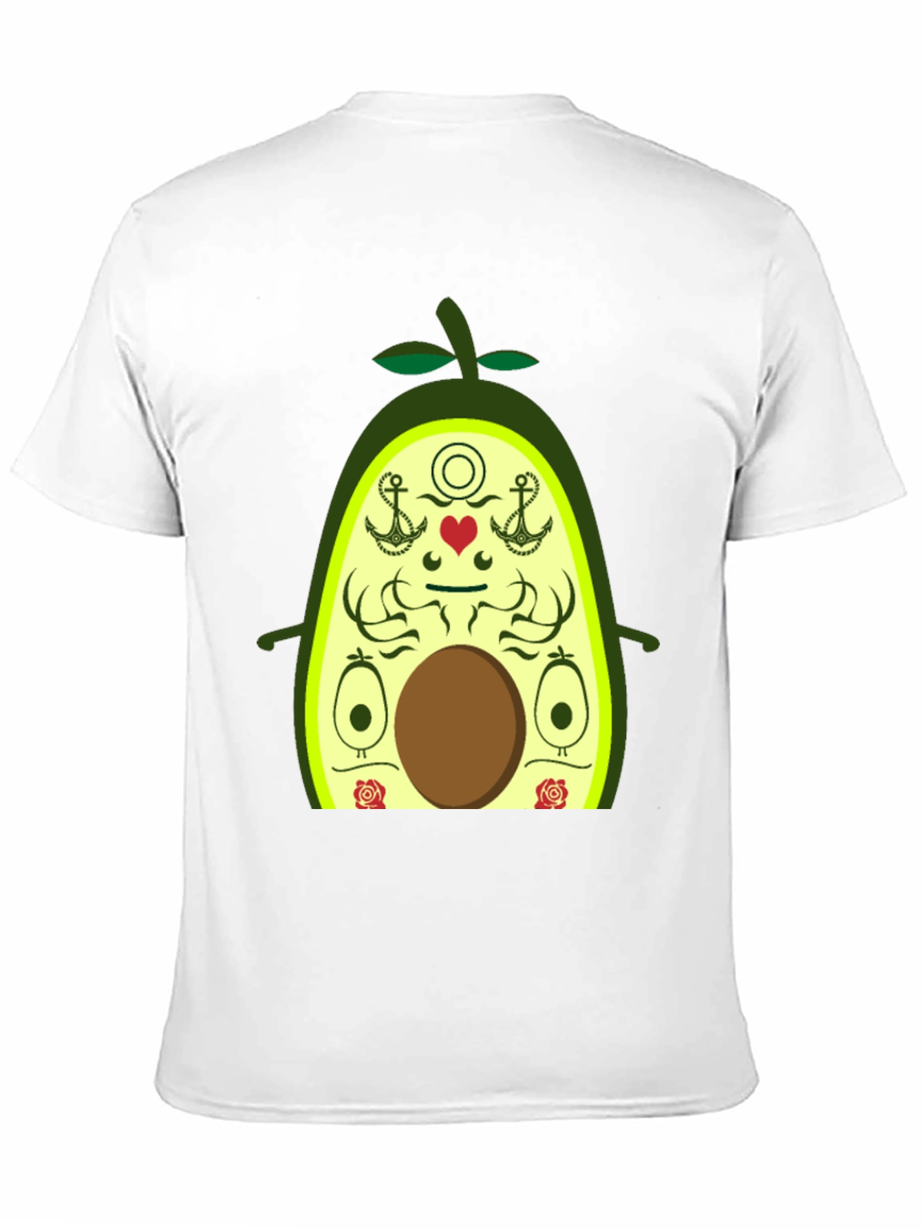 Avocado Cartoon Graphic Black T-Shirt
