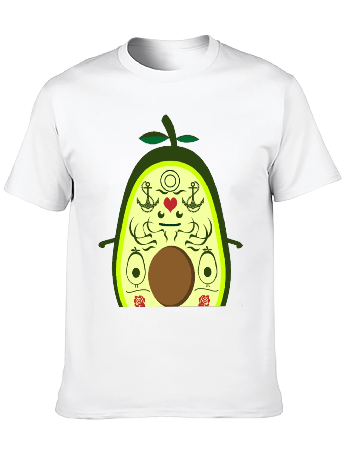Avocado Cartoon Graphic Black T-Shirt