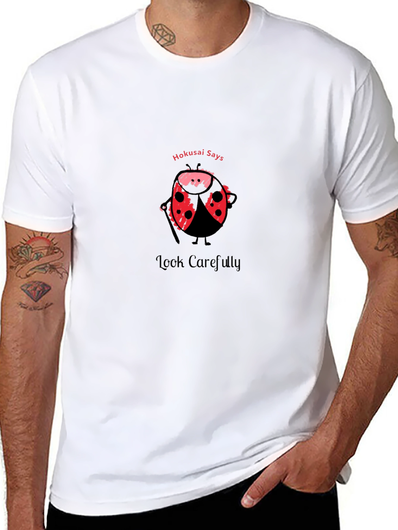 Hokusai Ladybug Graphic T-Shirt - Look Carefully