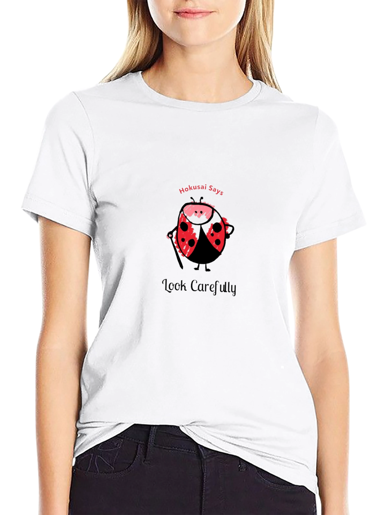 Hokusai Ladybug Graphic T-Shirt - Look Carefully