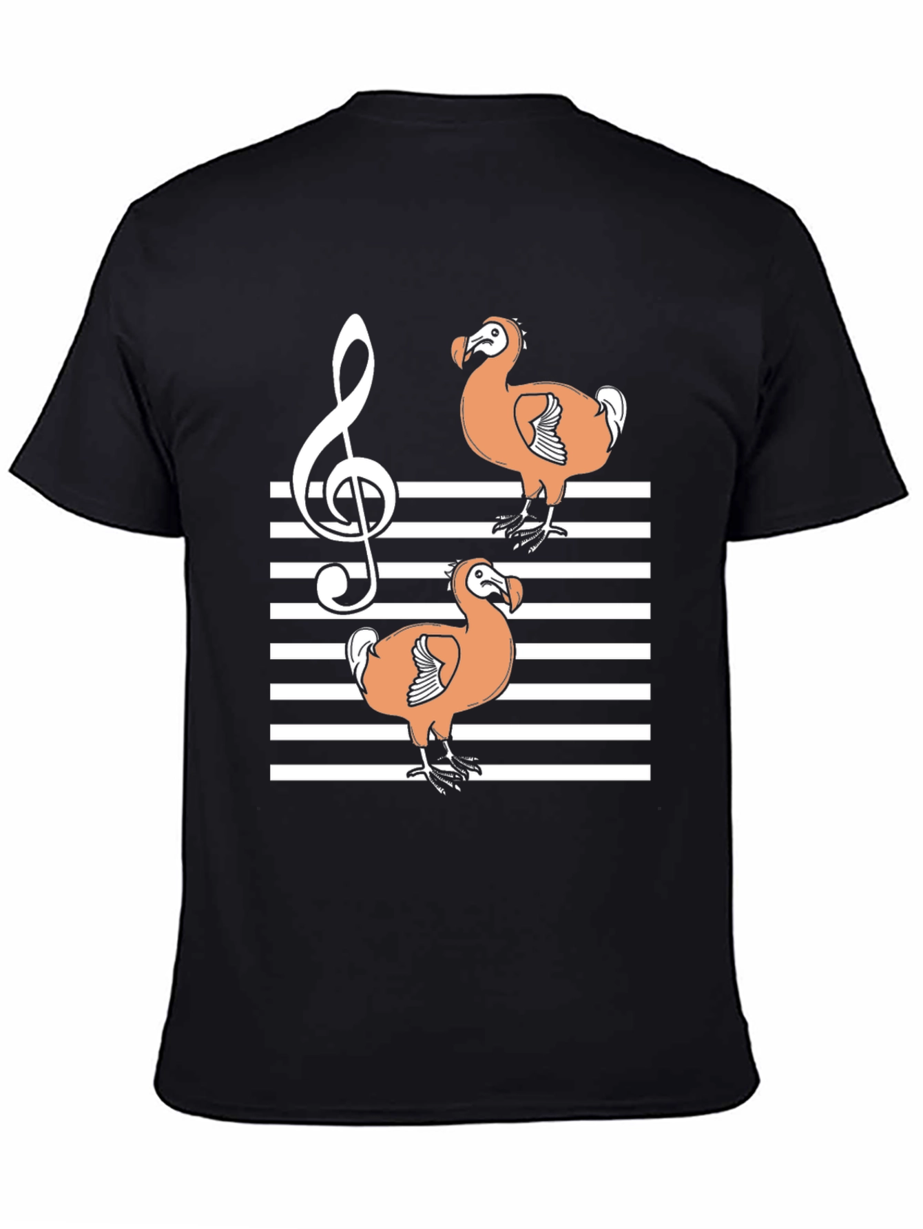 Dodo Bird Music T-Shirt - Striped Treble Clef Design