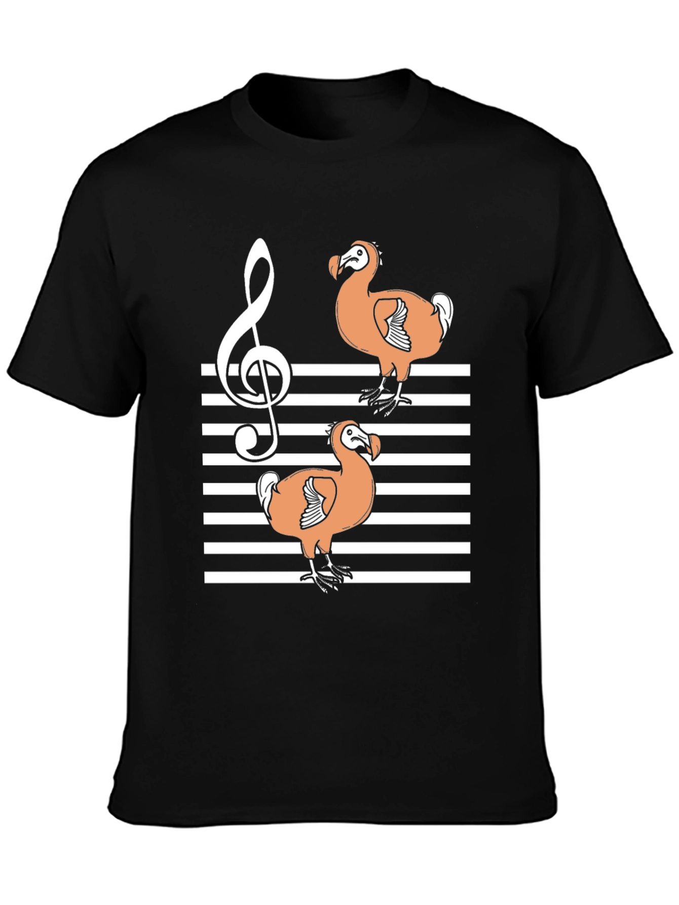 Dodo Bird Music T-Shirt - Striped Treble Clef Design