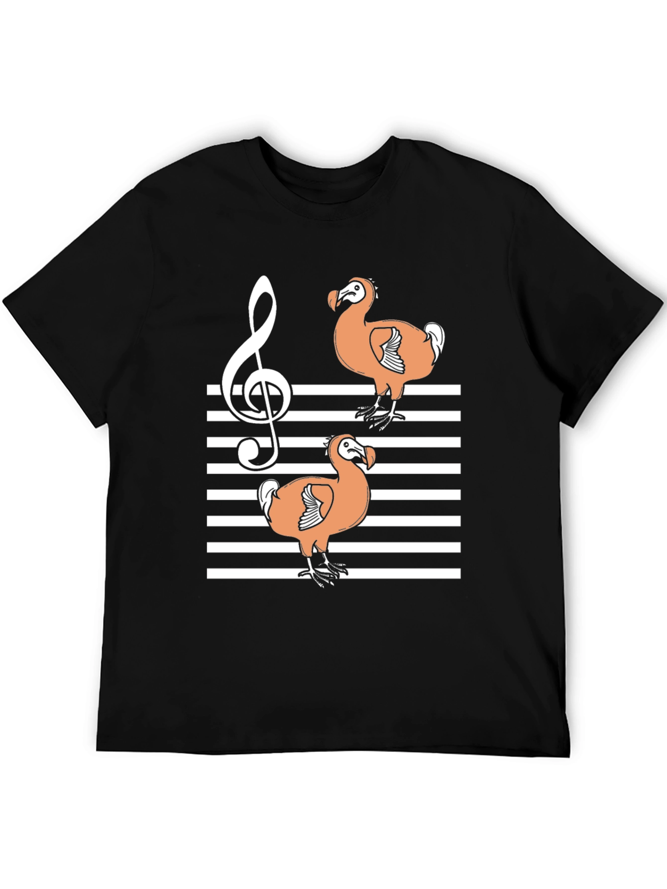 Dodo Bird Music T-Shirt - Striped Treble Clef Design