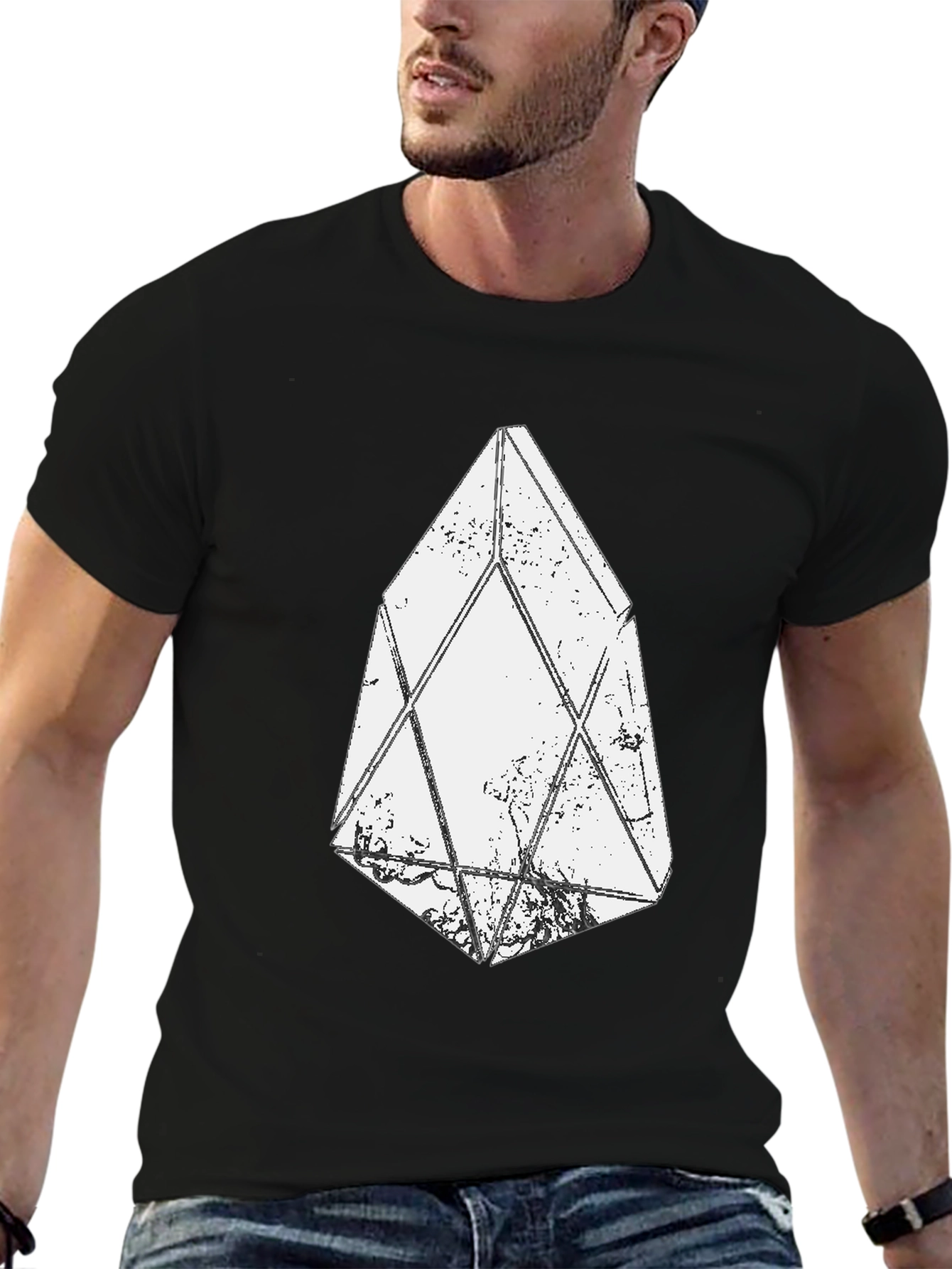 Geometric Crystal Graphic Black T-Shirt