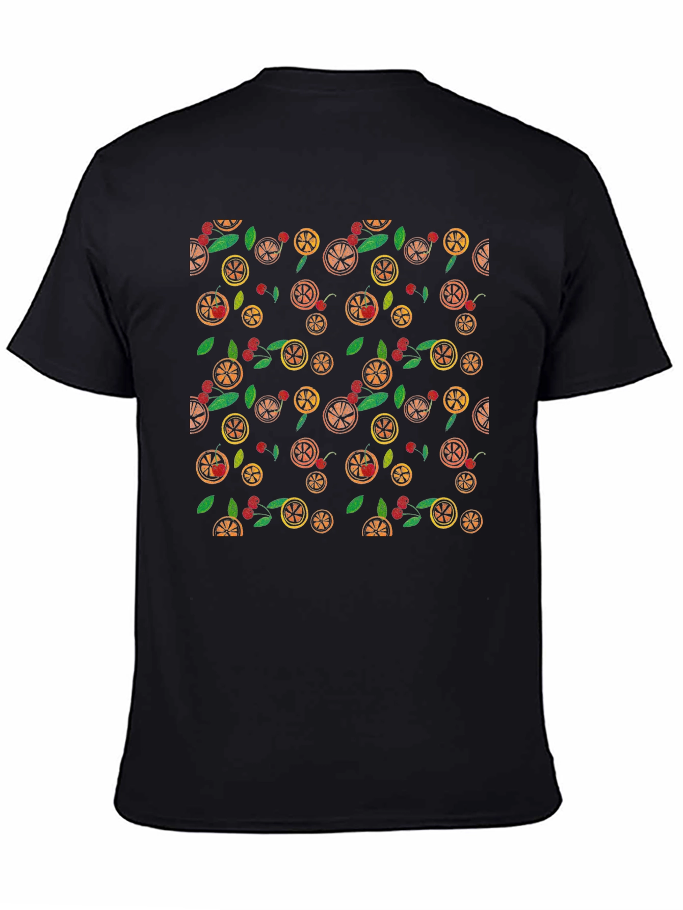 Fruit Pattern Black T-Shirt - Casual Wear