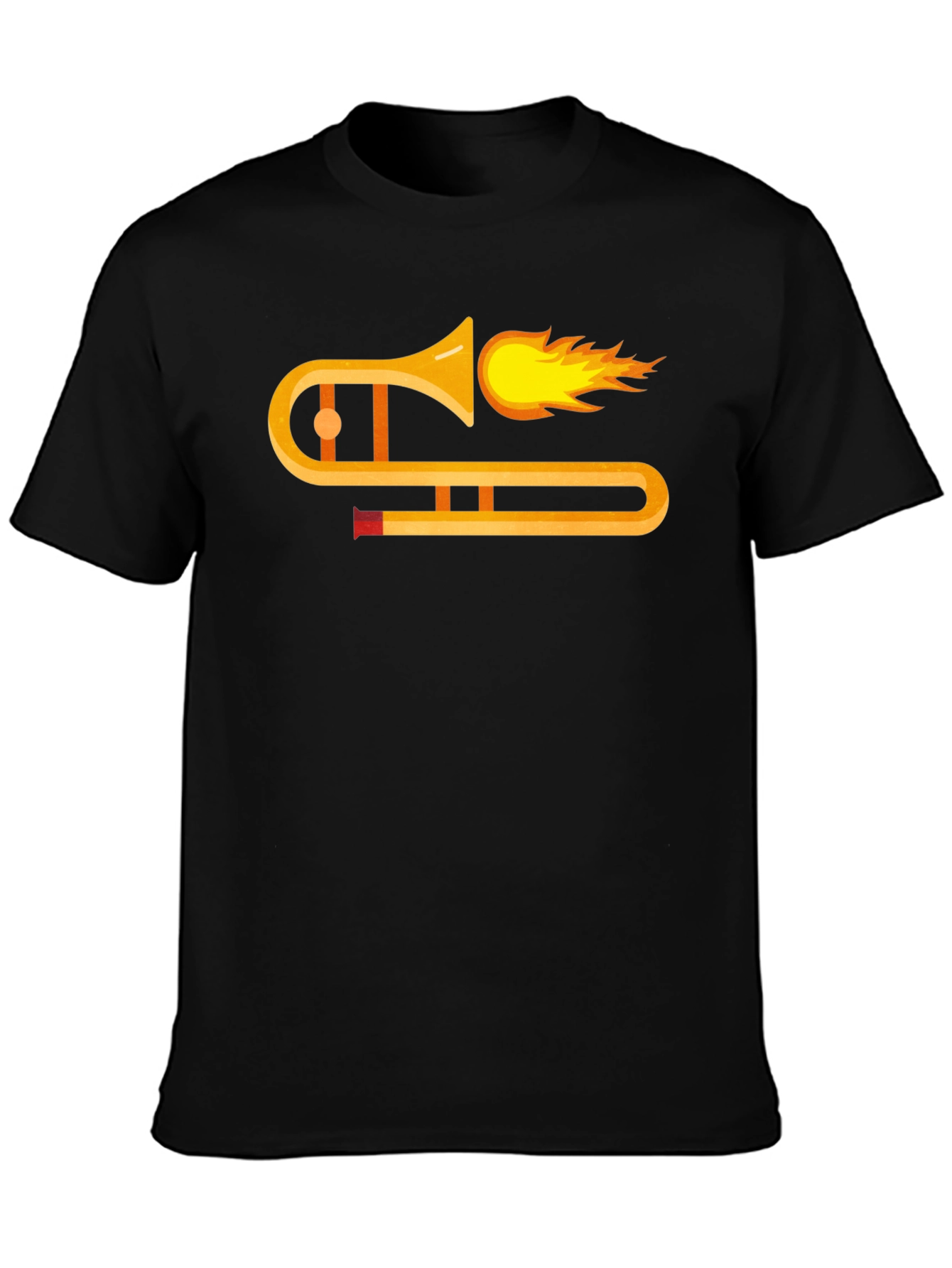 Flaming Trombone Graphic Tee - Cool Music Shirt