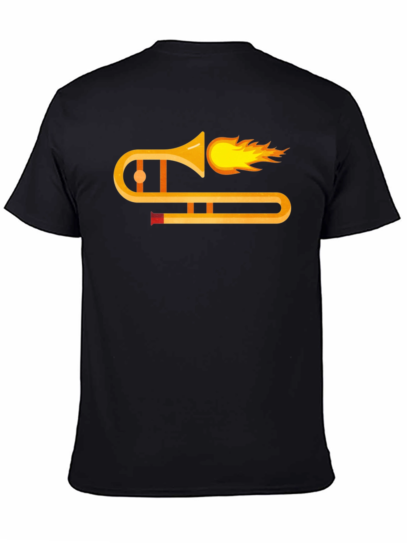 Flaming Trombone Graphic Tee - Cool Music Shirt