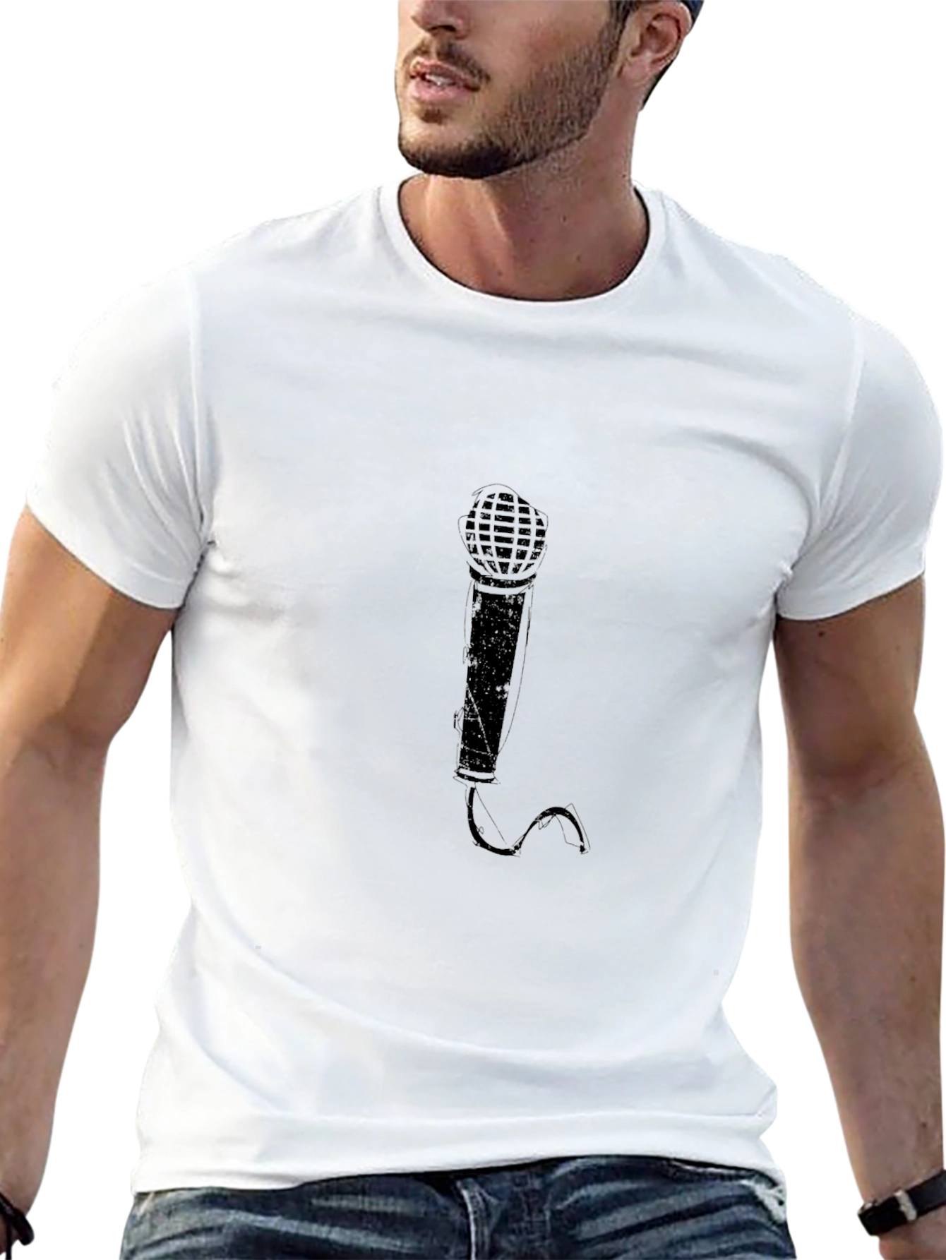 Black Microphone Graphic T-Shirt