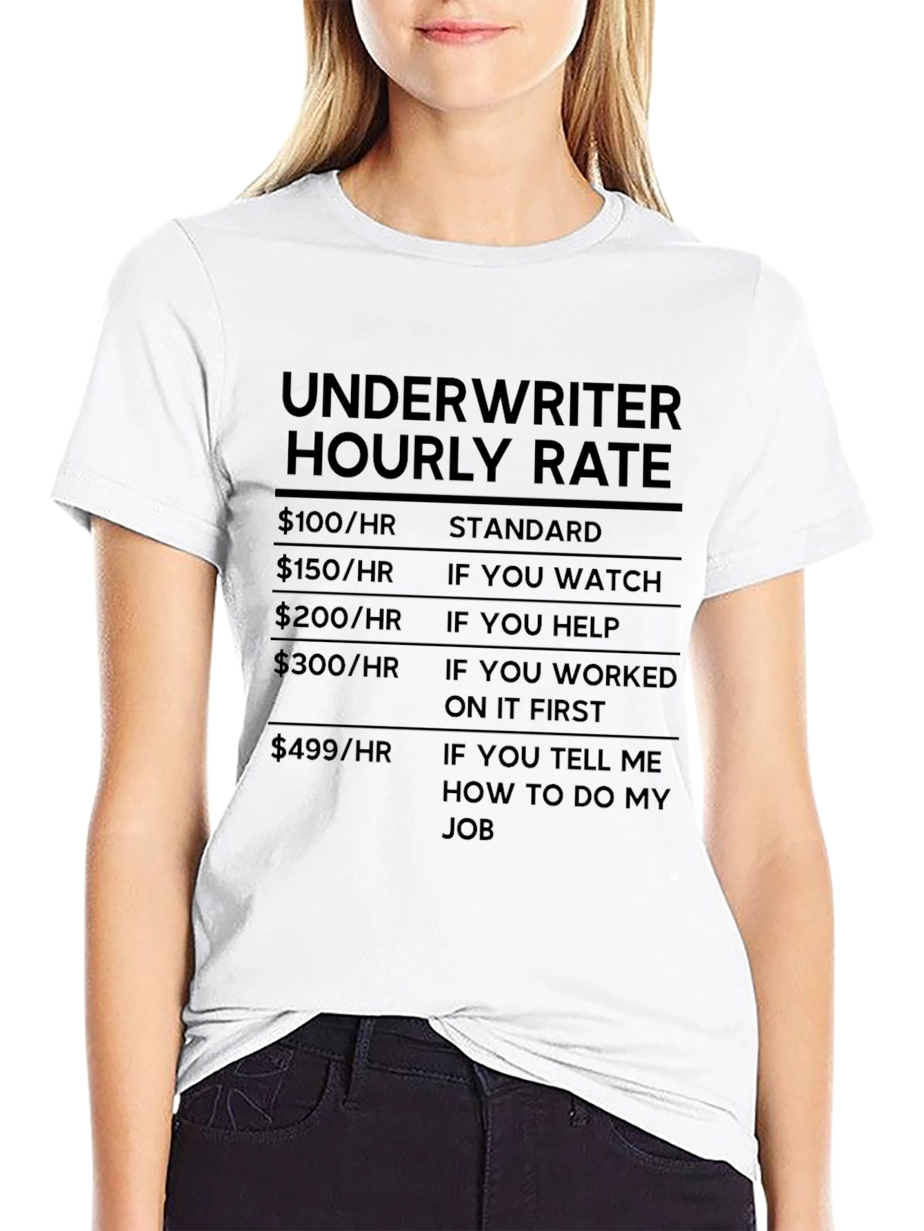 Underwriter Hourly Rate Funny T-Shirt