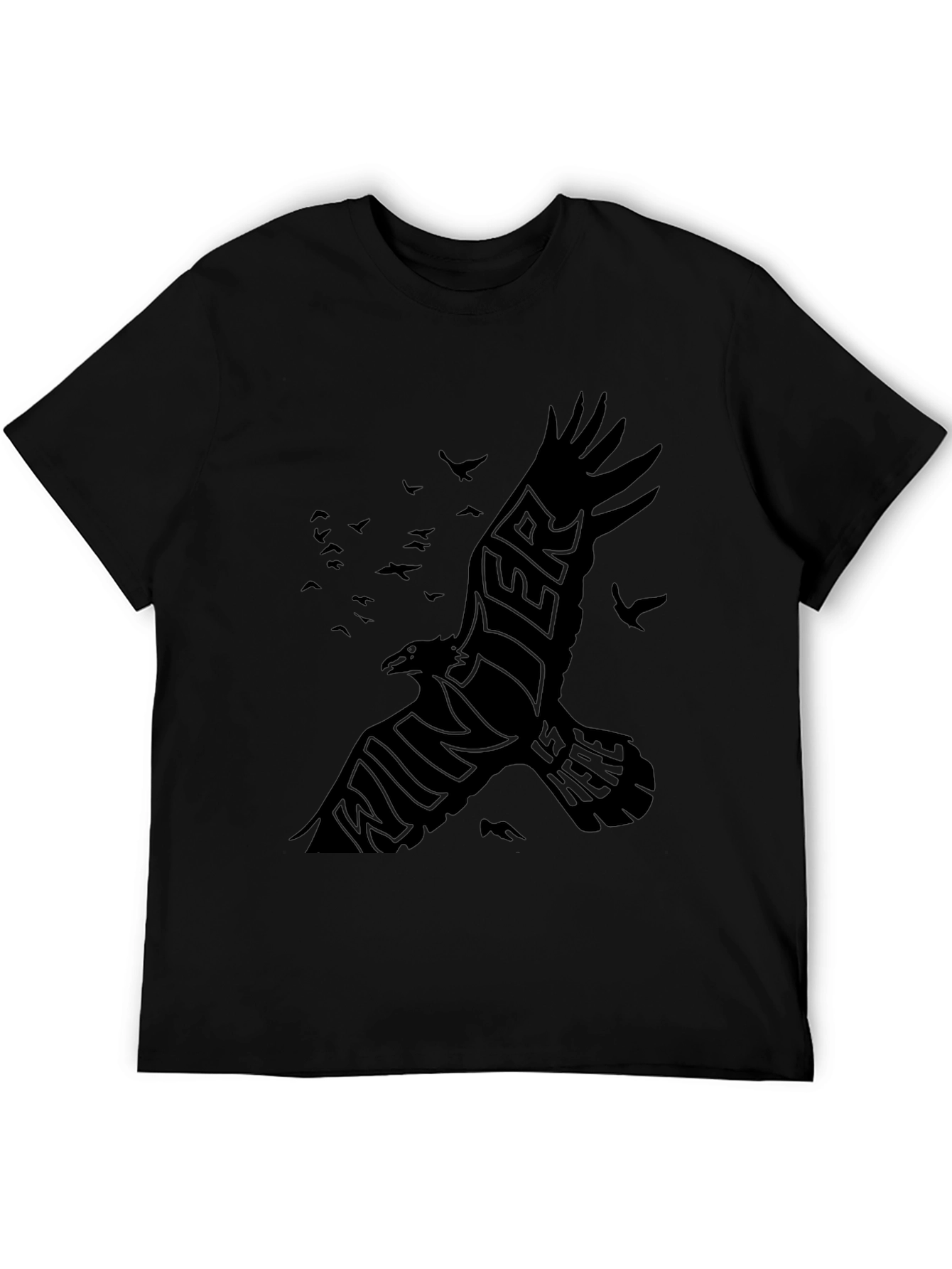 Mens Black Raven Winter is Here Graphic T-Shirt