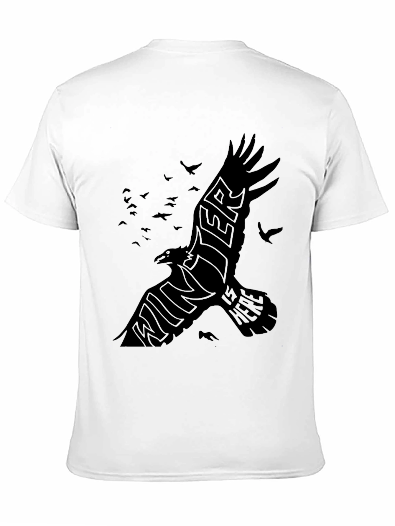 Mens Black Raven Winter is Here Graphic T-Shirt